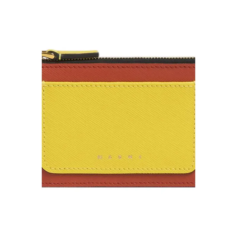 MARNI Saffiano Logo Printed Color Block Card Case-4