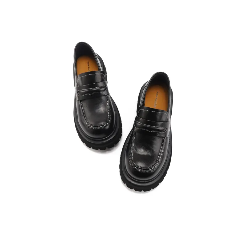 TOM TAILOR Obsidian Flash Gold Trendy Platform Shoes Loafers Women's Black-2