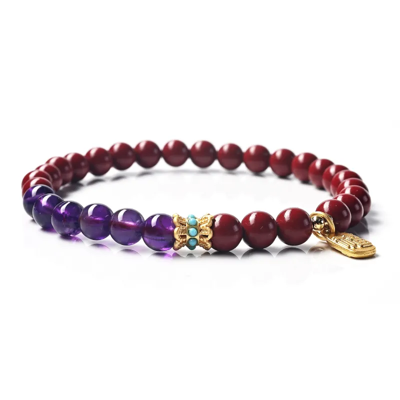 Abby's Wonderland Reconstructed Cinnabar Purple Quartz High School, Collectibles Beaded Bracelet Women's-2