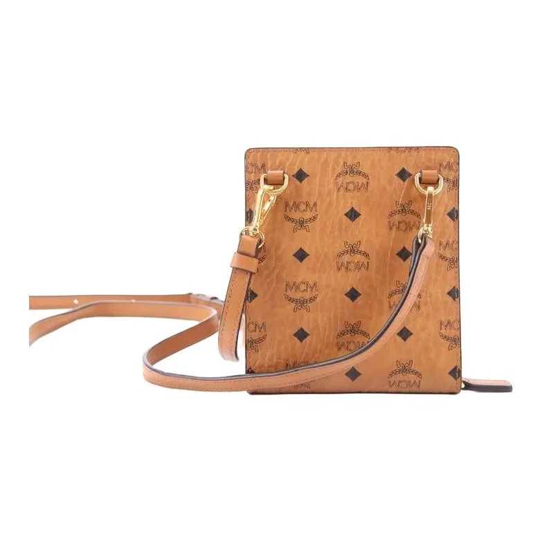 MCM Original VisetosEssential Visetos Origina Eco Friendly Leather Crossbody Bags Wallets Men's Cognac/Monogram-1