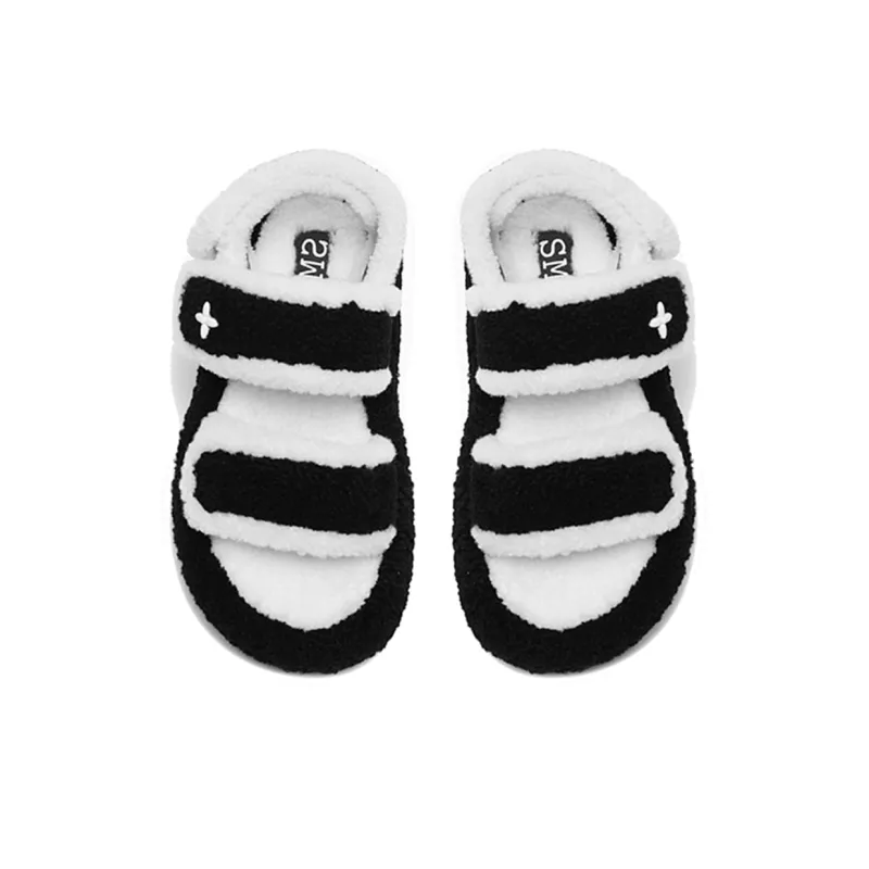 SMFK X Wonderland Abrasion Resistant Slide Slippers Women's Black White-7