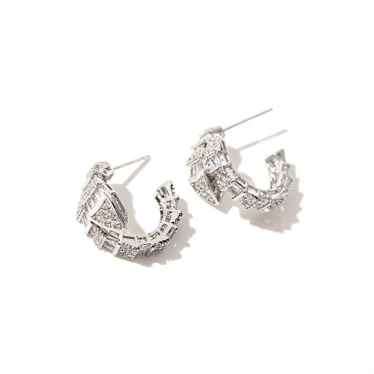 Mofei S925 Sterling Silver Stud Earrings Women's-1