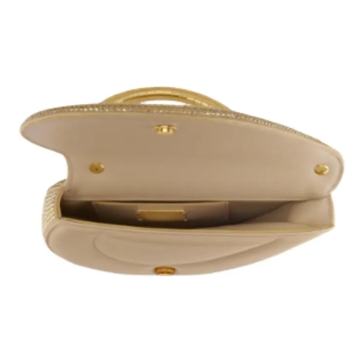 BVLGARI Crystal One Shoulder Handbags Women's Gold-4