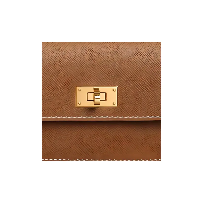 HERMES Madame Calfskin Wallet Women's 37 Gold Gold Brown-1