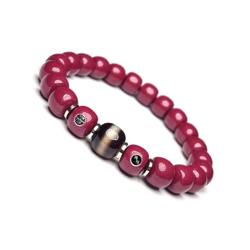 MOUNTAINS AND MANS Cinnabar New Chinese Style Prosperity And Good Luck Beaded Bracelet Unisex-1