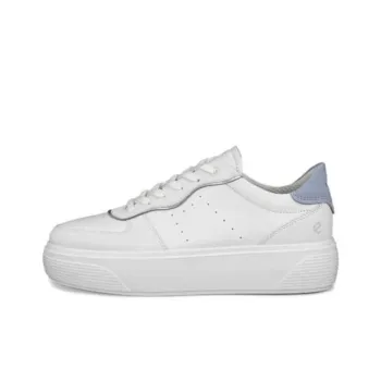 Ecco Slip Resistant Low Top Skateboard Shoes Women's Gray White/White/Gray Blue