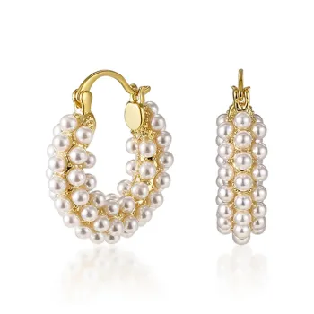 CAROMAY Copper Alloy Faux Pearl Earrings Women's