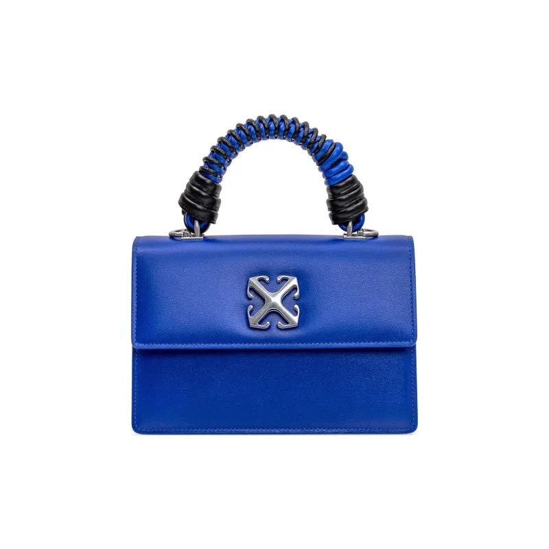 OFF WHITE Jitney 1.4 Leather Top Handle Blue-0