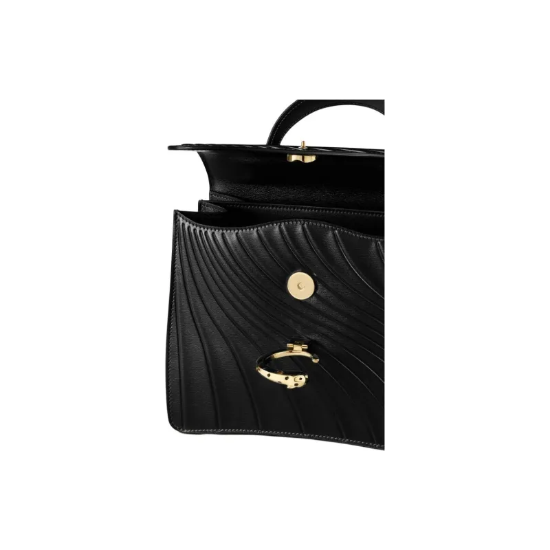 CARTIER PANTHÈRE Calfskin One Shoulder Handbags Small Size Women's Black-2
