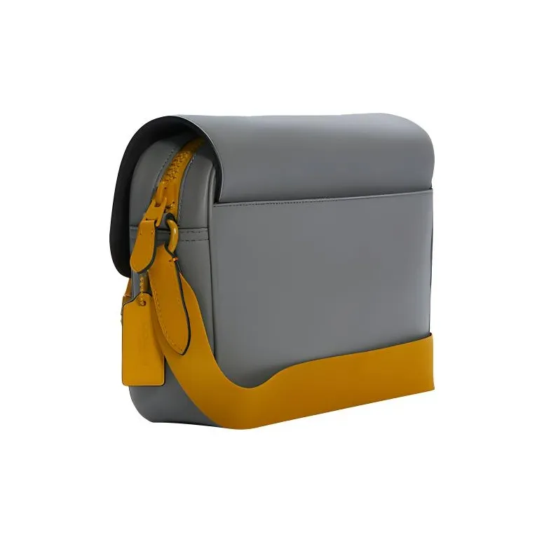 COACH Cow Leather Crossbody Bag, Shoulder Bag Tubas Women's Gray & Yellow-1