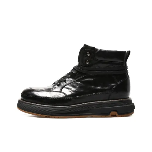 BOSSSUNWEN Classic Soft Leather Martin Boot Men's Black