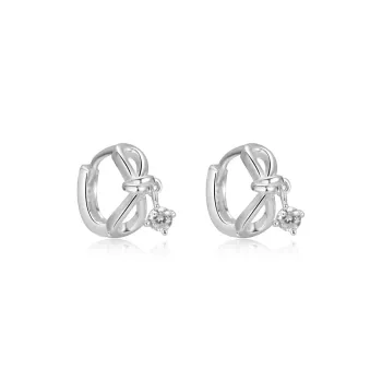 KwOnline S999 Silver Zircon Earrings Women's