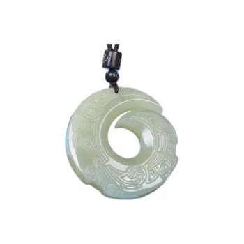 Liu Jinfu Hetian Jade Necklaces Pale Greenish White Jade Unisex