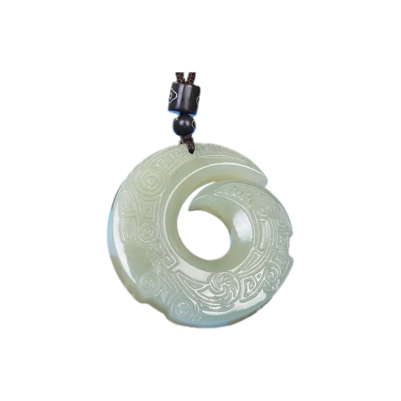 Liu Jinfu Hetian Jade Necklaces Pale Greenish White Jade Unisex-0