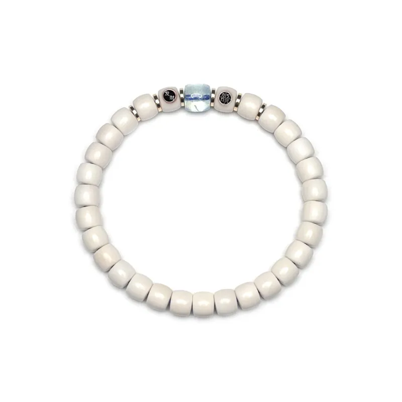 MOUNTAINS AND MANS White Jade Bodhi New Chinese Style Good Luck Delicate Beaded Bracelet Unisex-1