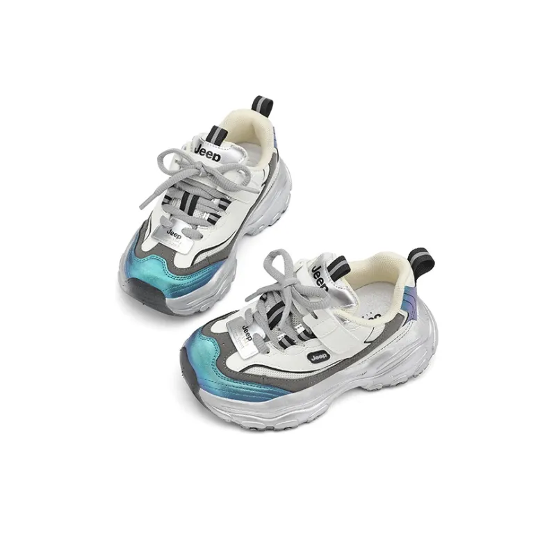 Jeep Abrasion Resistant Cushioning Kids Lifestyle Shoes Silver White/Shimmery Blue Kids'-4