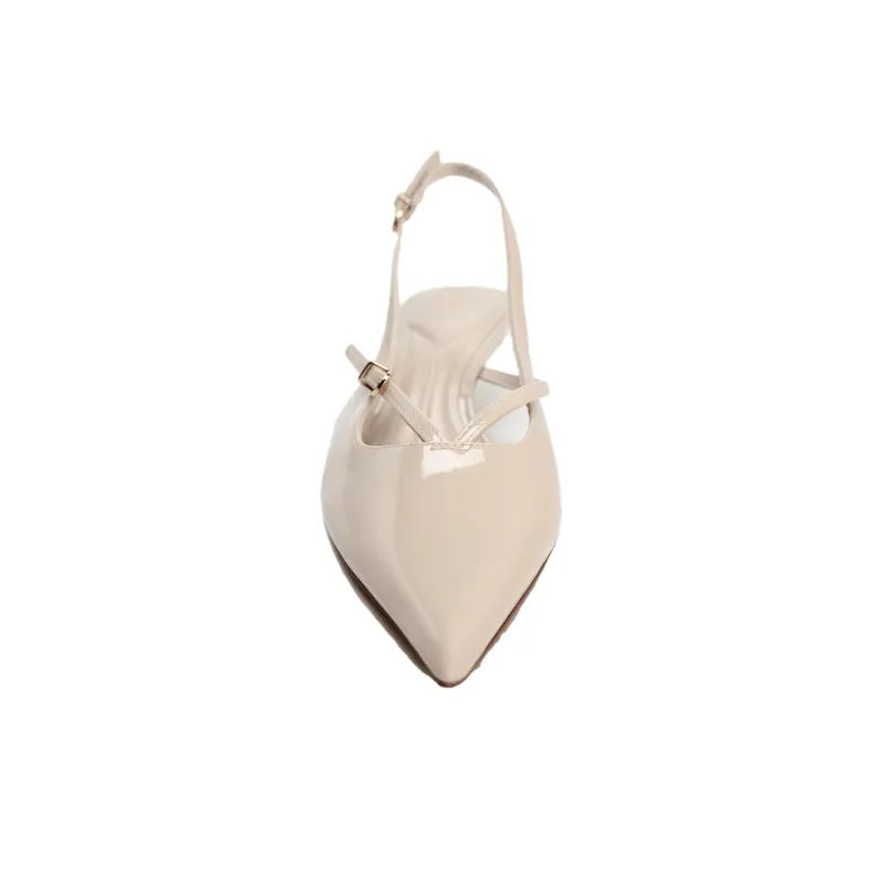 ZARA Slim Heel High Heels 4cm Women's Light Beige Yellow-4