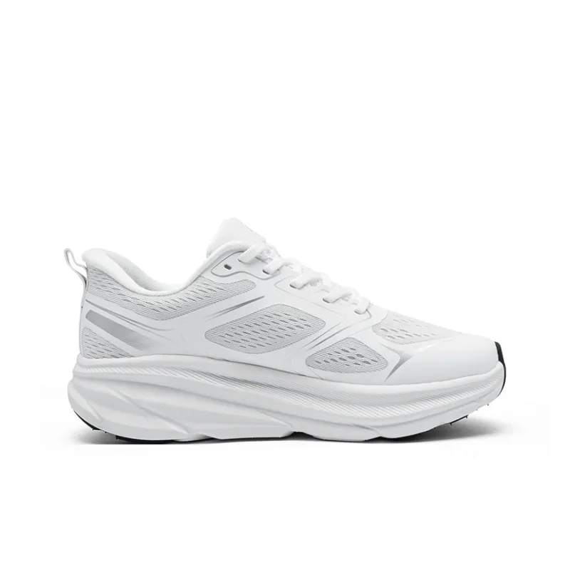 LPMX Cushioned Wear Resistant Breathable Low Top Casual Running Shoes Men's Gray White-1
