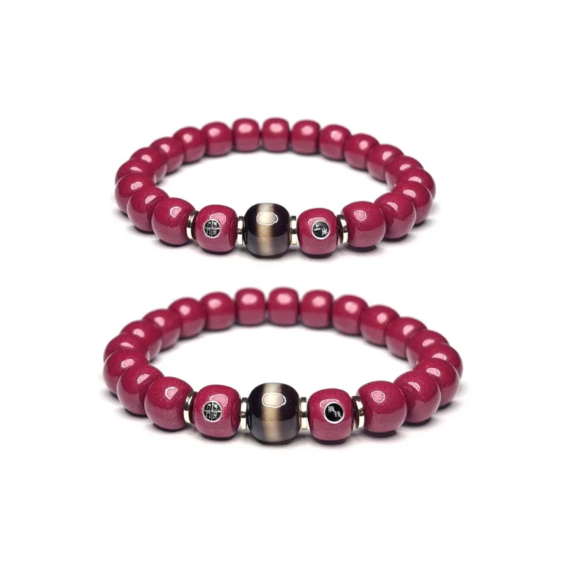 MOUNTAINS AND MANS Cinnabar New Chinese Style Prosperity And Good Luck Beaded Bracelet Unisex-6