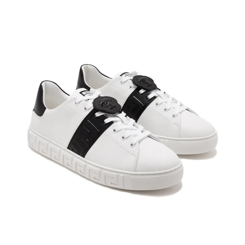 VERSACE Greca Low Top Skateboard Shoes Men's White-2