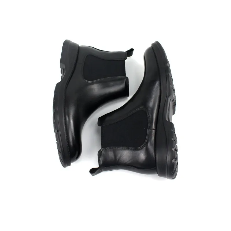 MYFULER Ankle Length Chelsea Boots Men's Black-3