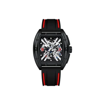 ROERDUM X Collection Automatic Mechanical Movement Silicone Strap Watch Men's Watches Black Dial