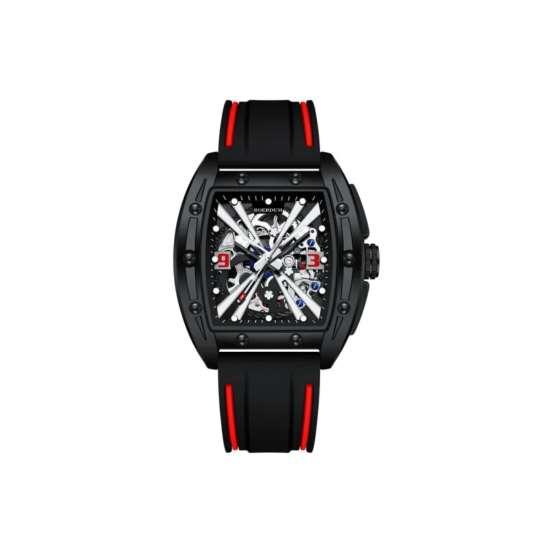 ROERDUM X Collection Automatic Mechanical Movement Silicone Strap Watch Men's Watches Black Dial-0