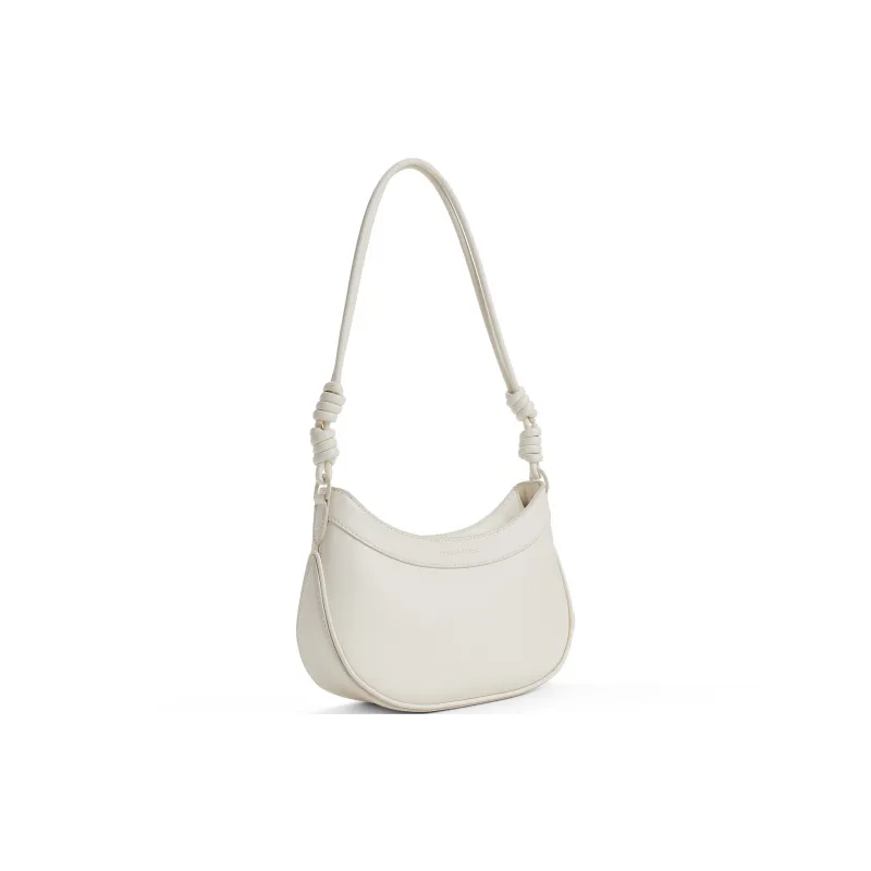 CHARLES&KEITH PU One Shoulder Bag, Crossbody Bag, Saddle Bag Trumpets Women's Cream Milk White/Light Pink Light Pink-2