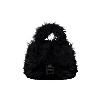 Balenciaga Hourglass Plush Hourglass Bag Coin Purse One Shoulder Handbag Crossbody Bag Mini Women's Black