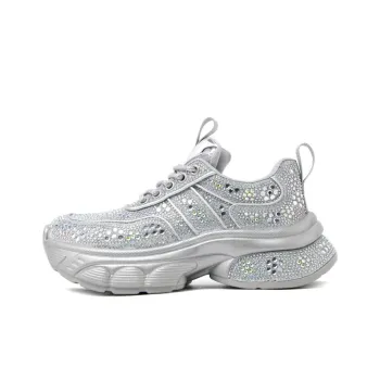 CAMEIDO Cushioning Height Increase Low Top Chunky Sneakers Women's Silver