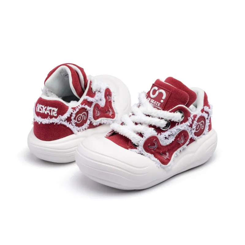 CN Skate Anti Slip And Wear Resistant Coverage Low Top Canvas Shoes Women's White Red-2