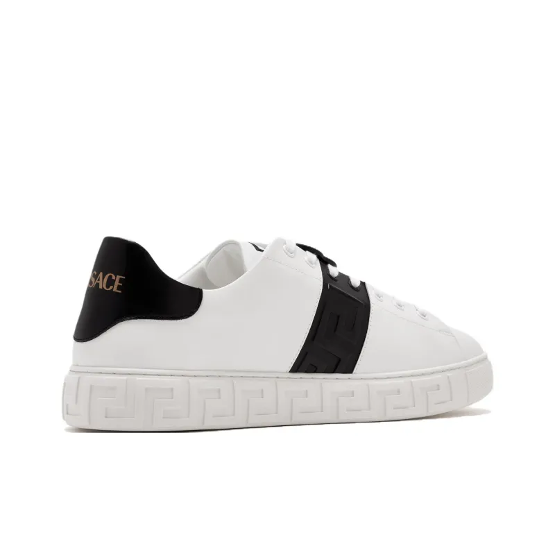 VERSACE Greca Low Top Skateboard Shoes Men's White-3