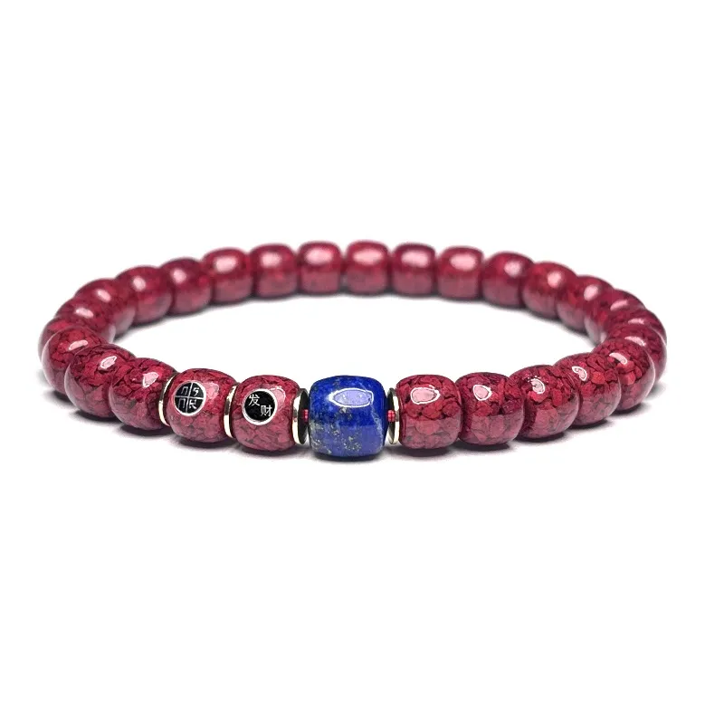 MOUNTAINS AND MANS Cinnabar New Chinese Style Prosperity And Good Luck Beaded Bracelet Unisex-0
