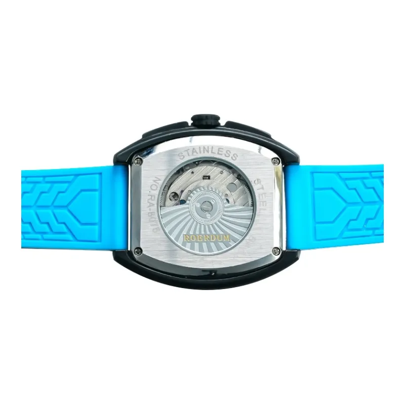ROERDUM X Collection Automatic Mechanical Movement Silicone Strap Watch Men's Watches Black Dial-9