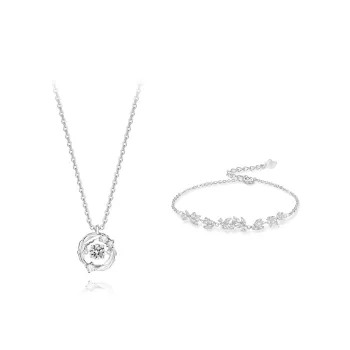 KUMET Zircon Necklaces Women's Same For Couples
