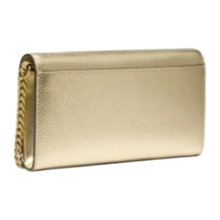 MICHAEL KORS Split Cow Leather Envelope Bag, Shoulder Bag, Crossbody Bag Tubas Women's Gold-1