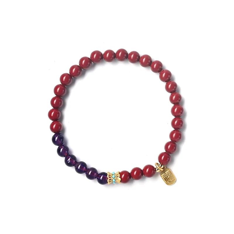Abby's Wonderland Reconstructed Cinnabar Purple Quartz High School, Collectibles Beaded Bracelet Women's-1