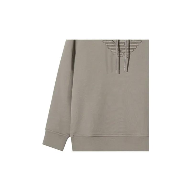 EMPORIO ARMANI Logo Embroidered Drawstring Hoodie-3