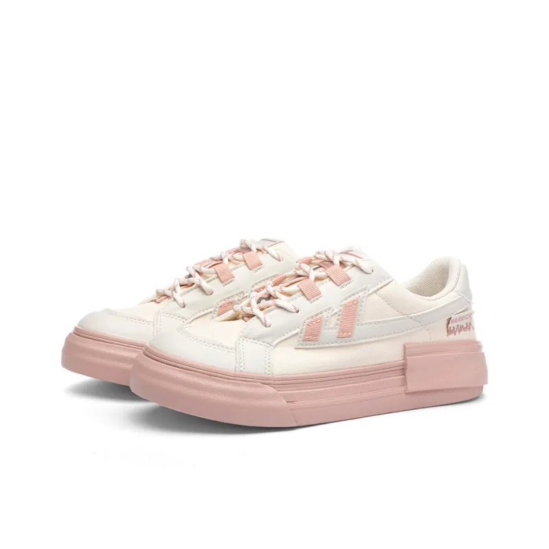 Warrior Durable Lightweight Coverage Low Top Skateboard Shoes Women's Beige Pink-2