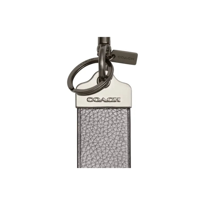 COACH Cow Leather Keychain Bag Accessory Unisex Metallic Finish Ash-1