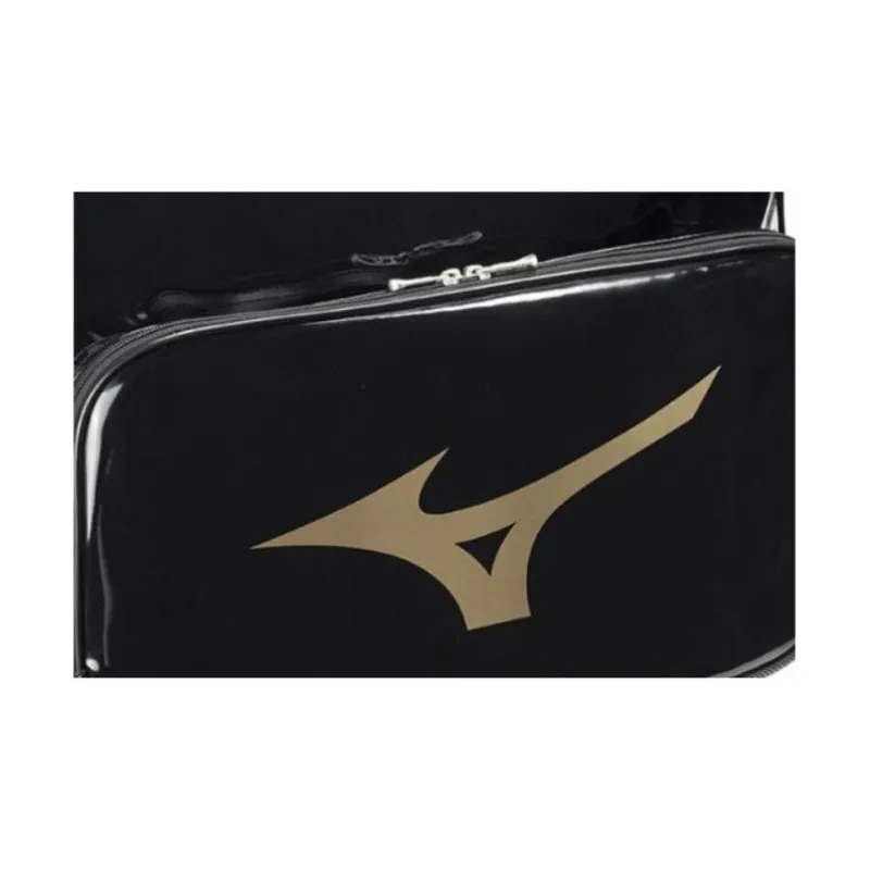 Mizuno Synthetic Leather One Shoulder Handbags Unisex Black & Gold-2