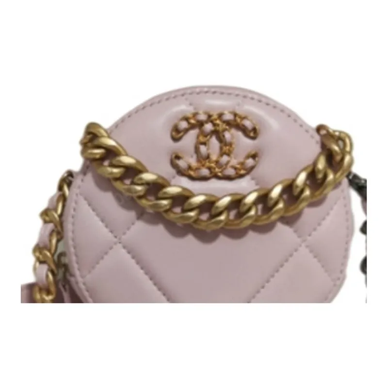 CHANEL 19Bag Sheepskin Small Round Bag, Evening Bag, Clutch, Shoulder Bag, Crossbody Bag Mini Women's Pink-2