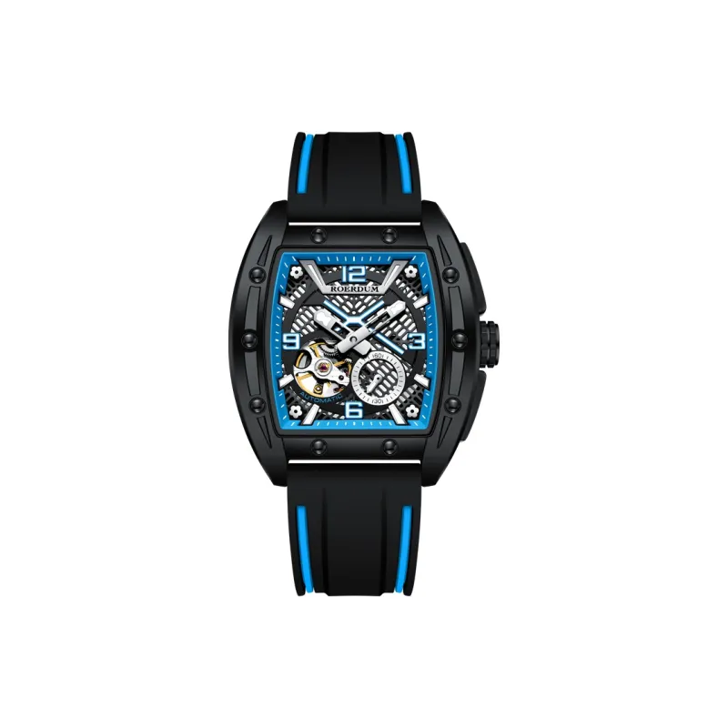 ROERDUM X Collection Automatic Mechanical Movement Silicone Strap Watch Men's Watches Black Dial-7