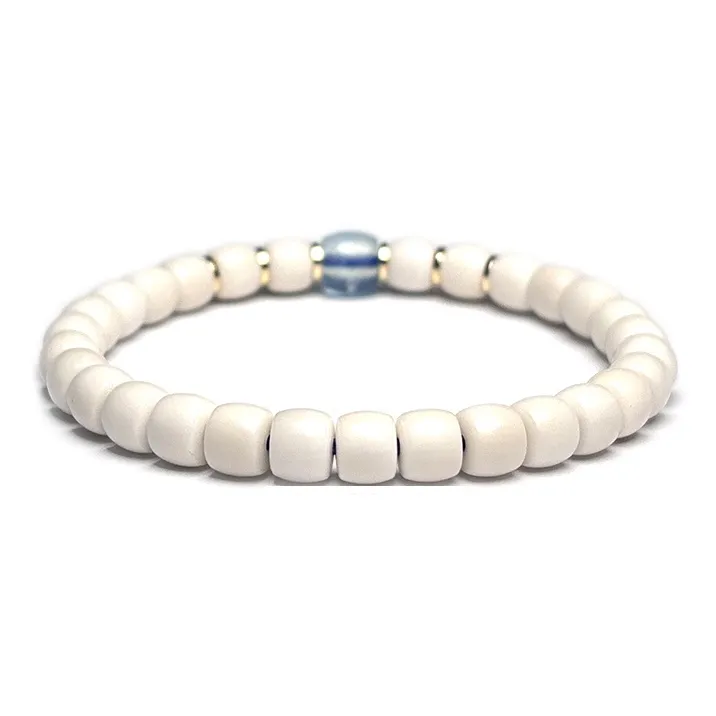 MOUNTAINS AND MANS White Jade Bodhi New Chinese Style Good Luck Delicate Beaded Bracelet Unisex-2