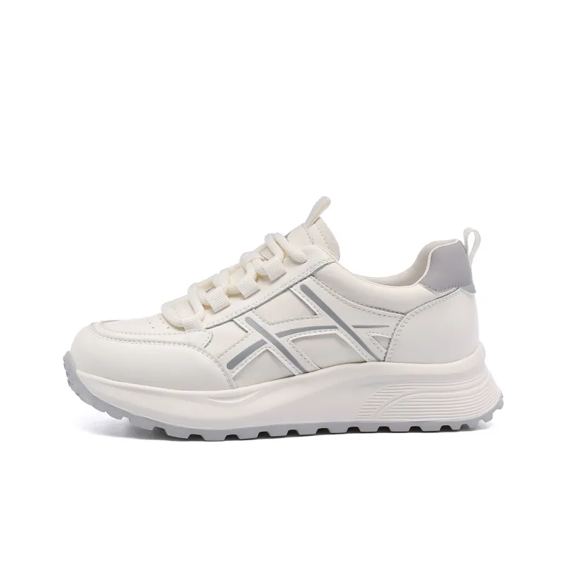 RED DRAGONFLY Platform Sports Casual Shoes Height Increasing Lightweight Low Top Chunky Sneakers Travel White Shoes-7