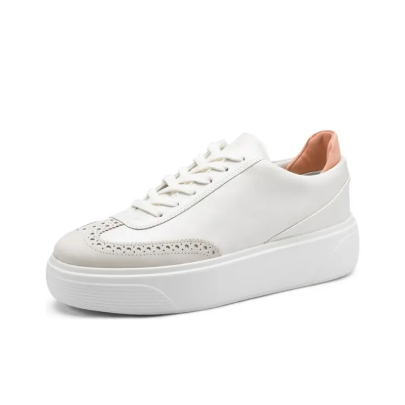 Ecco Street Stage Slip Resistant Low Top Skateboard Shoes Women's White Gray Orange-0