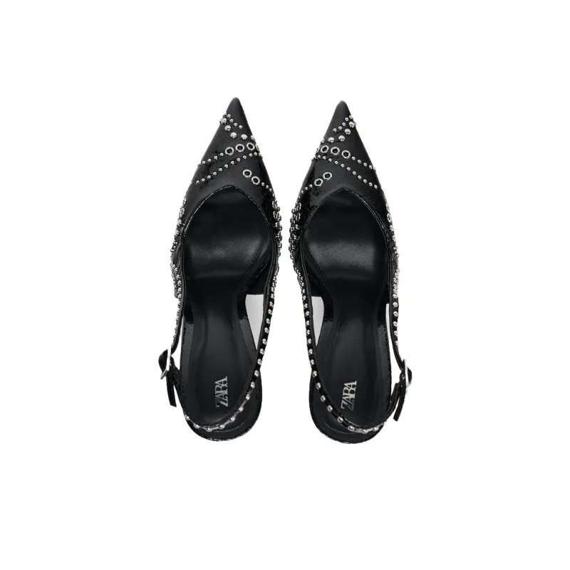 ZARA Slim Heel High Heels 10cm Women's Black-3