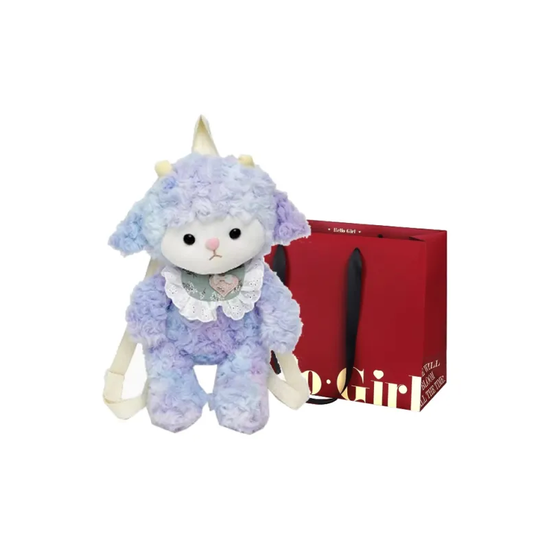 GOX Plush Backpack Women's Purple/Green/Pink/Black/White-0