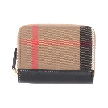Burberry Fabric With Leather Trim Wallet Women's Brown & Multicolor