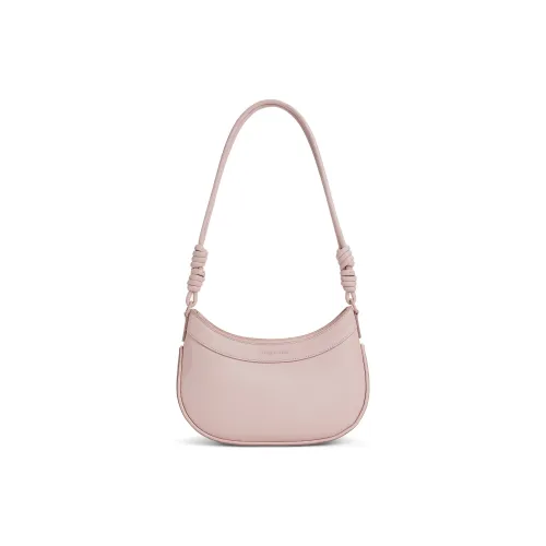 CHARLES&KEITH PU One Shoulder Bag Crossbody Saddle Bag Small Size Women's Cream Milk White/Light Pink Light Pink